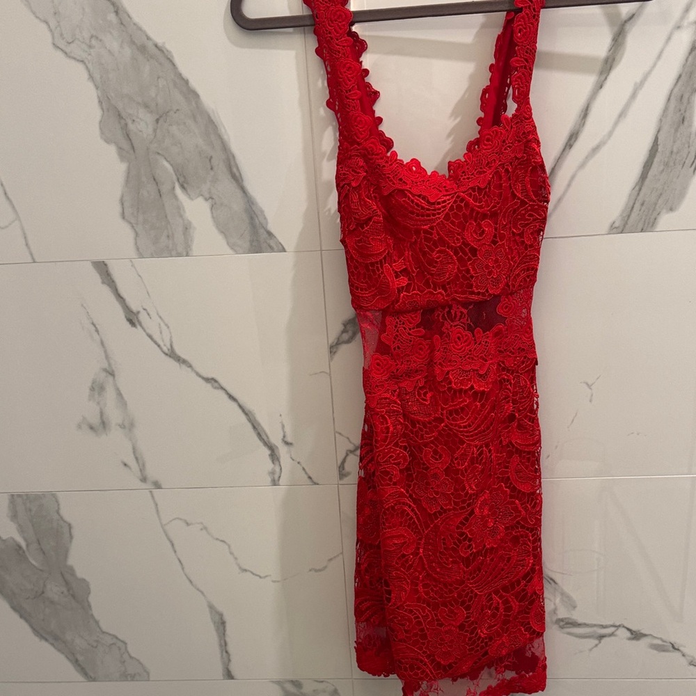 VENUS Vibrant Red Lace Dress
